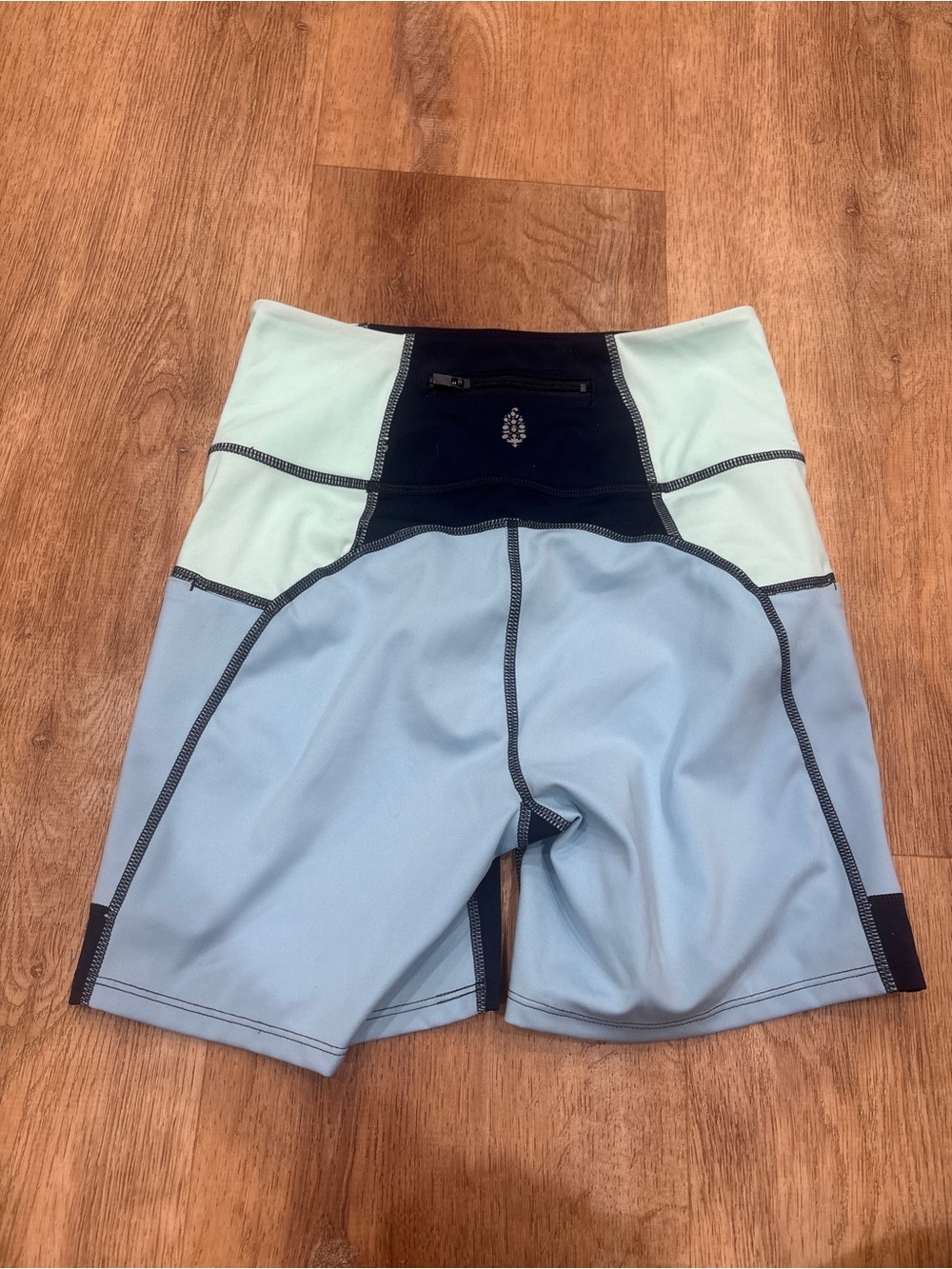 Free People Light Blue and Mint Colorblock Bike Shorts